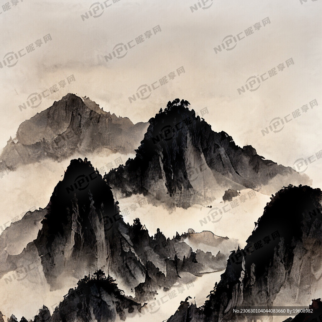 山谷 中国风 中国画 山水
