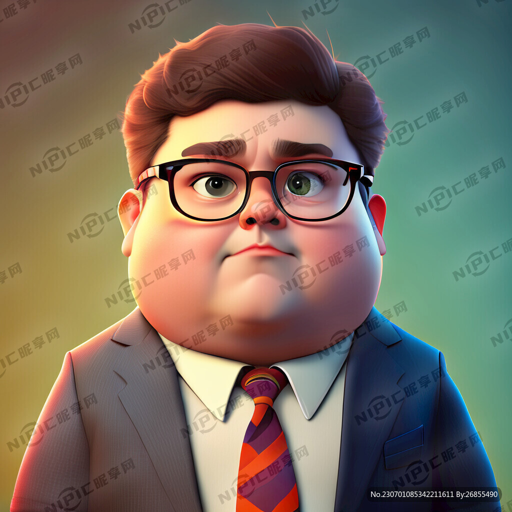胖男孩 上班族 皮克斯动画风格