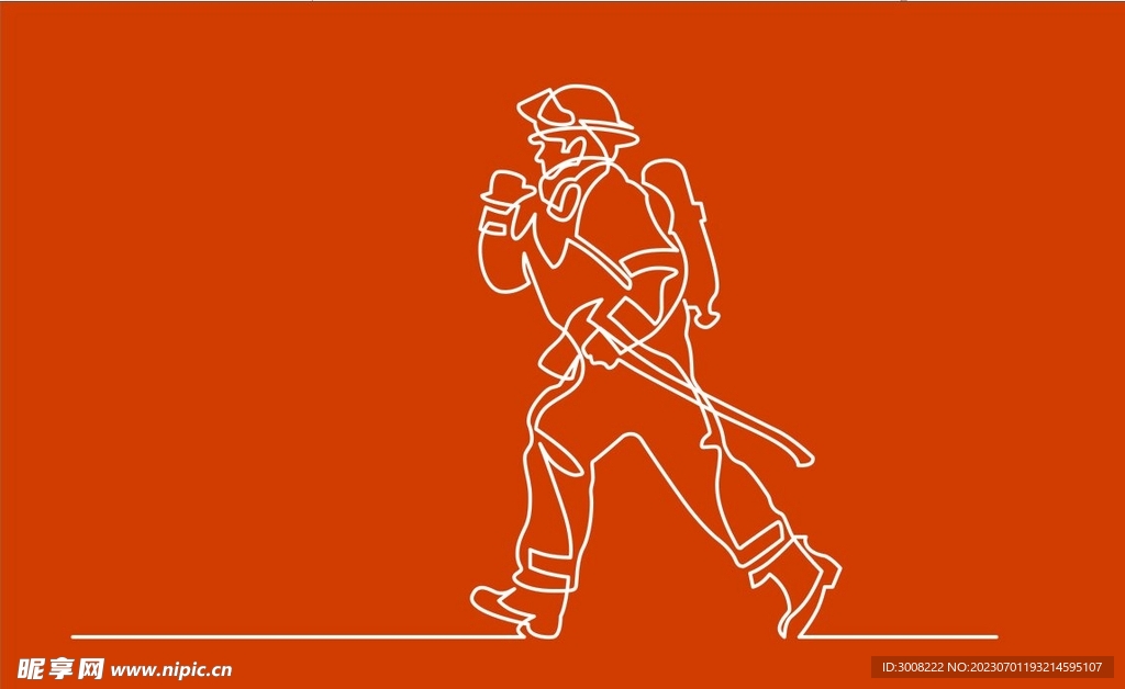 消防员线条画  消防员插图