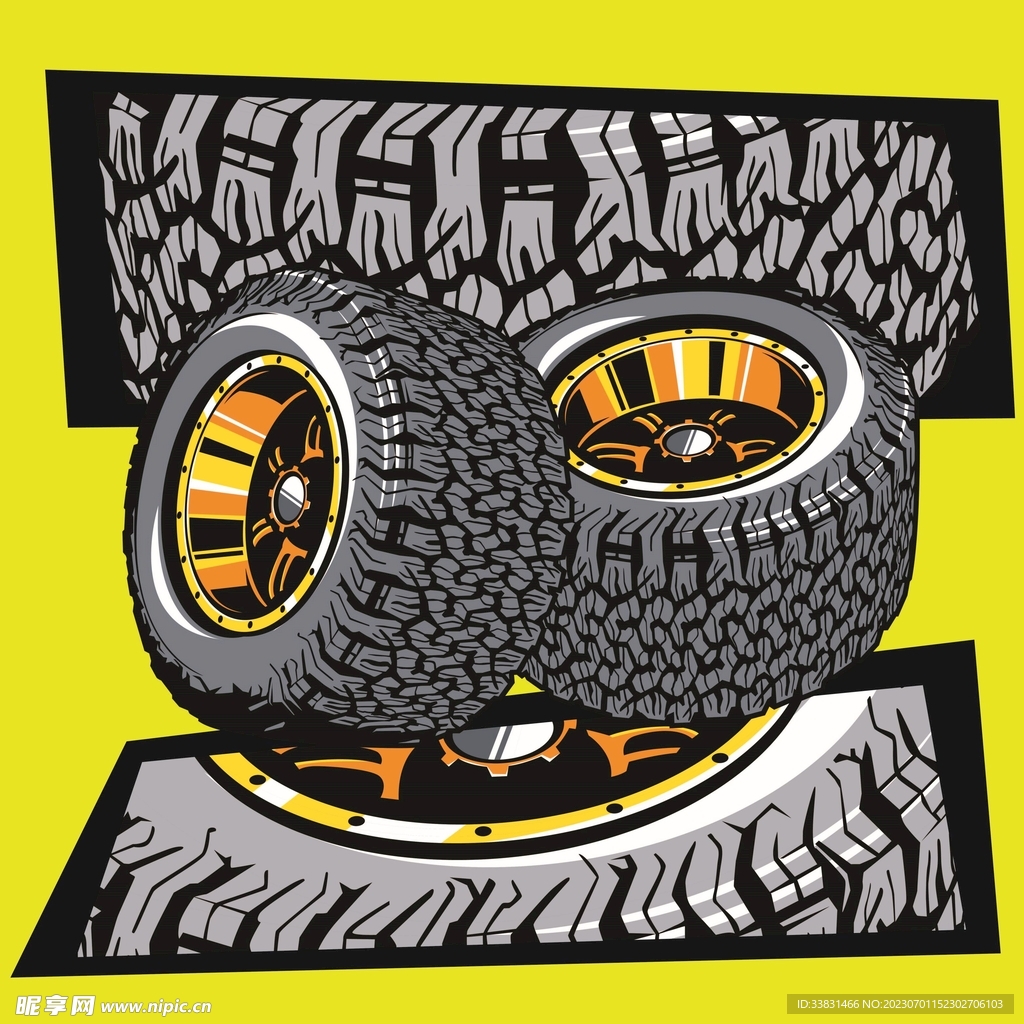 复古改装汽车赛车皮卡车潮流插画