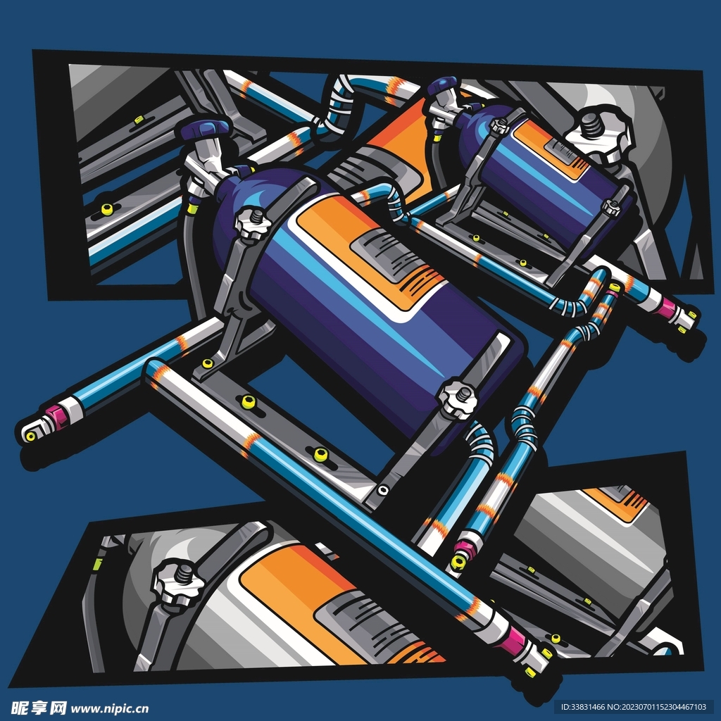 复古改装汽车赛车皮卡车潮流插画