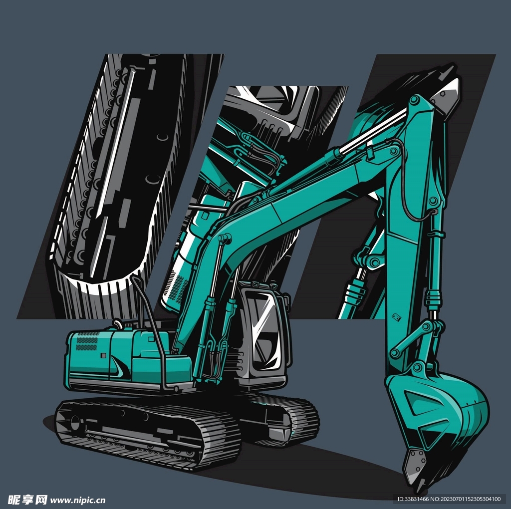 复古改装汽车赛车皮卡车潮流插画