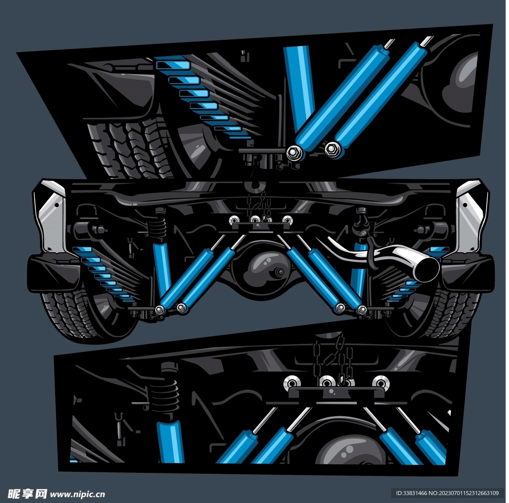 复古改装汽车赛车皮卡车潮流插画