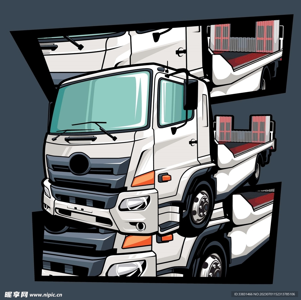 复古改装汽车赛车皮卡车潮流插画