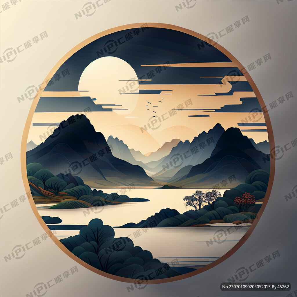 哈尔滨延寿县标志风景 概念插画