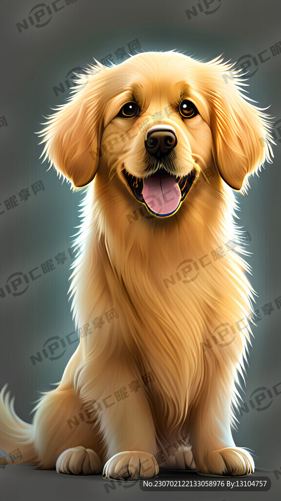 卡通金毛狗 透明底。