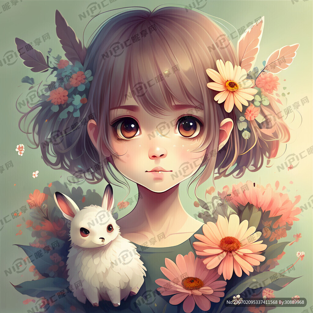 可爱卡通女孩 动漫 插画 唯美