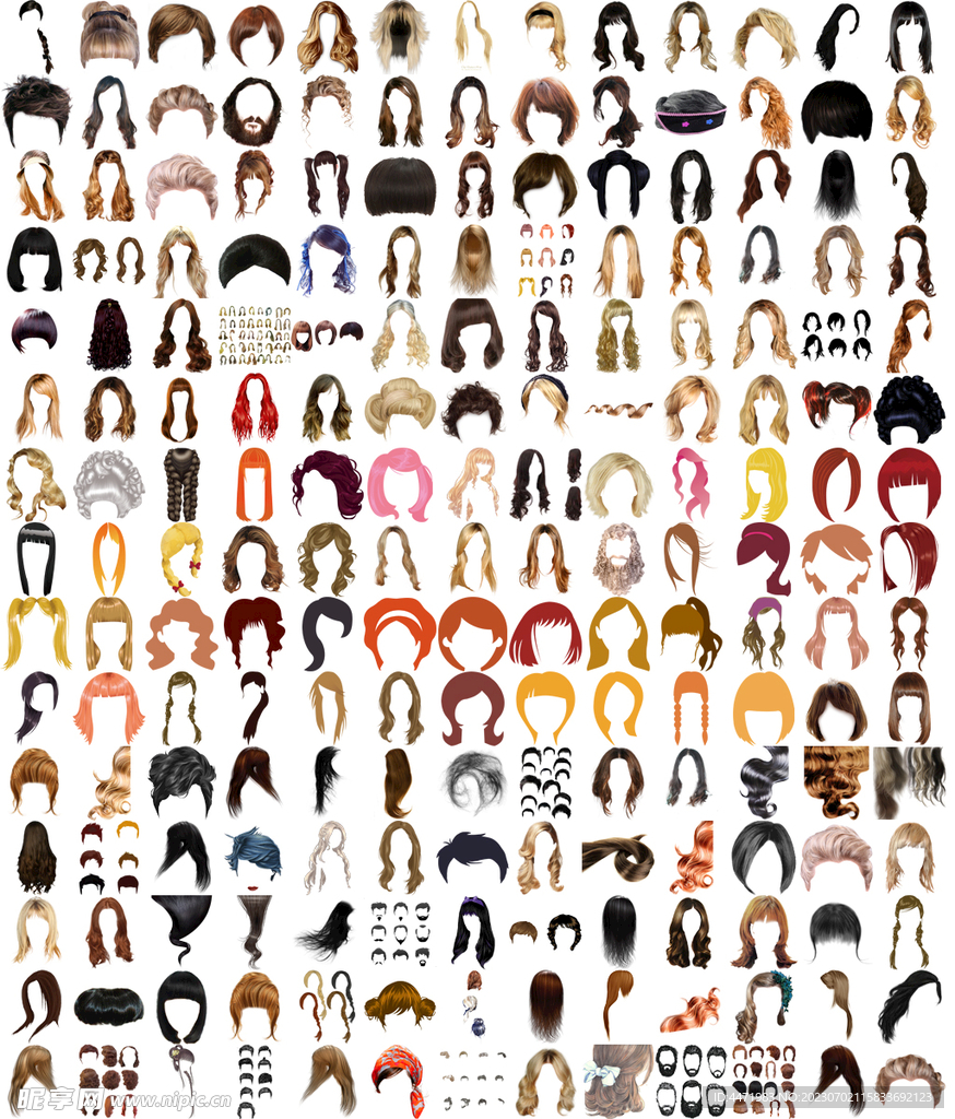 199款假发png素材