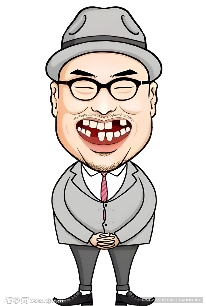 缺牙卡通戴帽子眼镜人物
