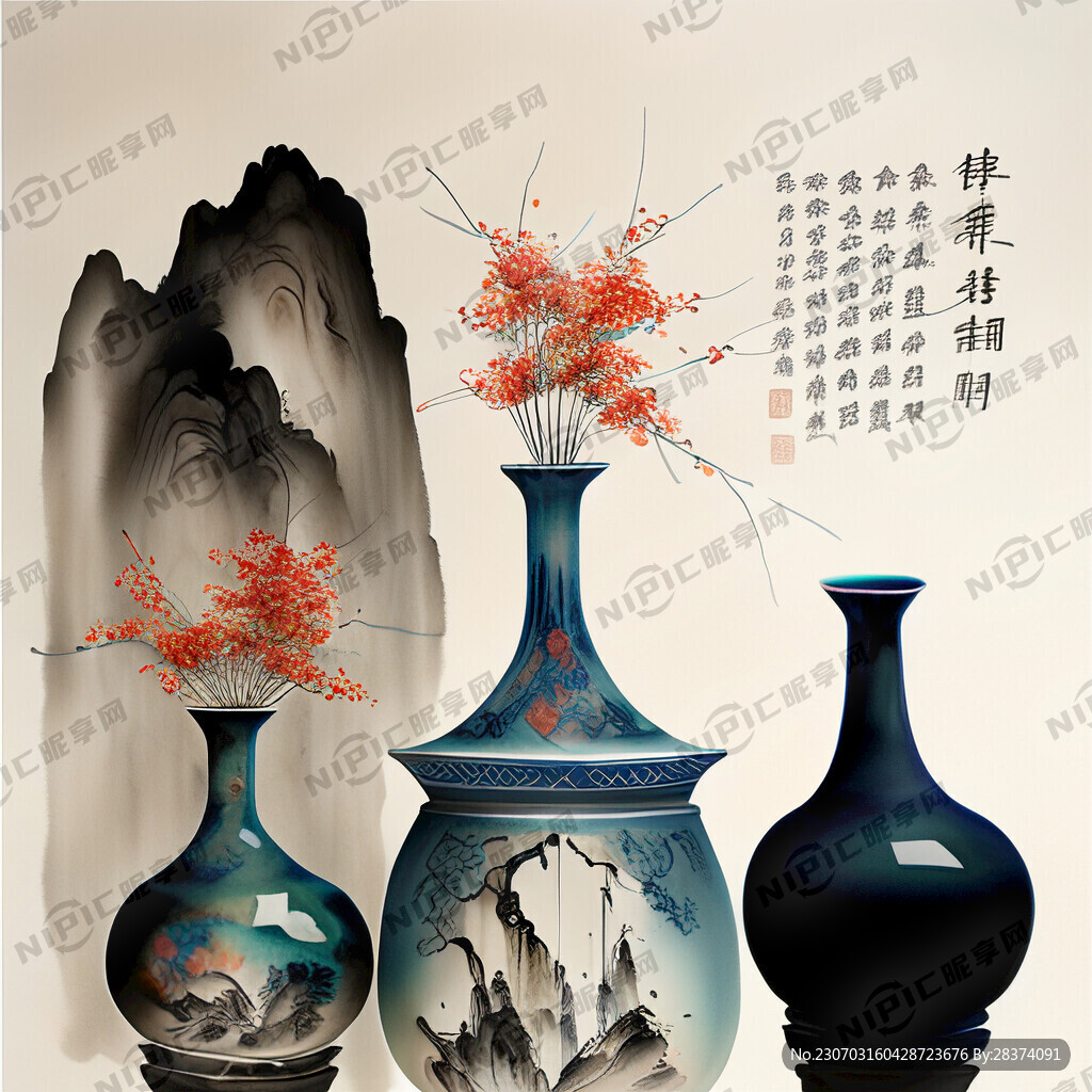 针灸画晶瓷透面中式风现代平面