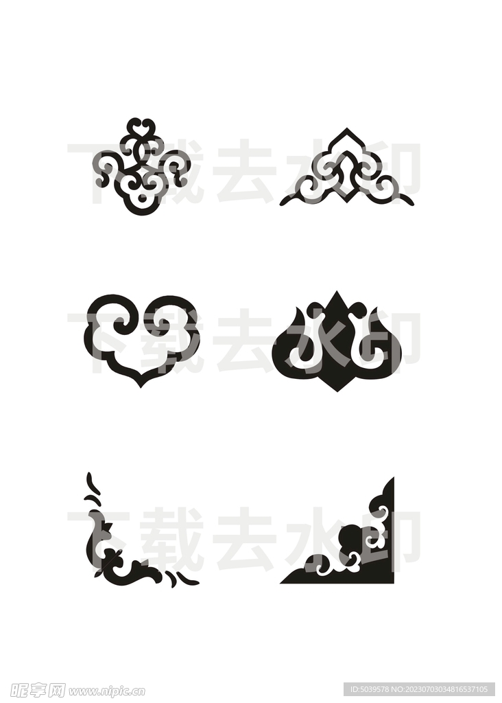 中式边框底纹元素矢量图