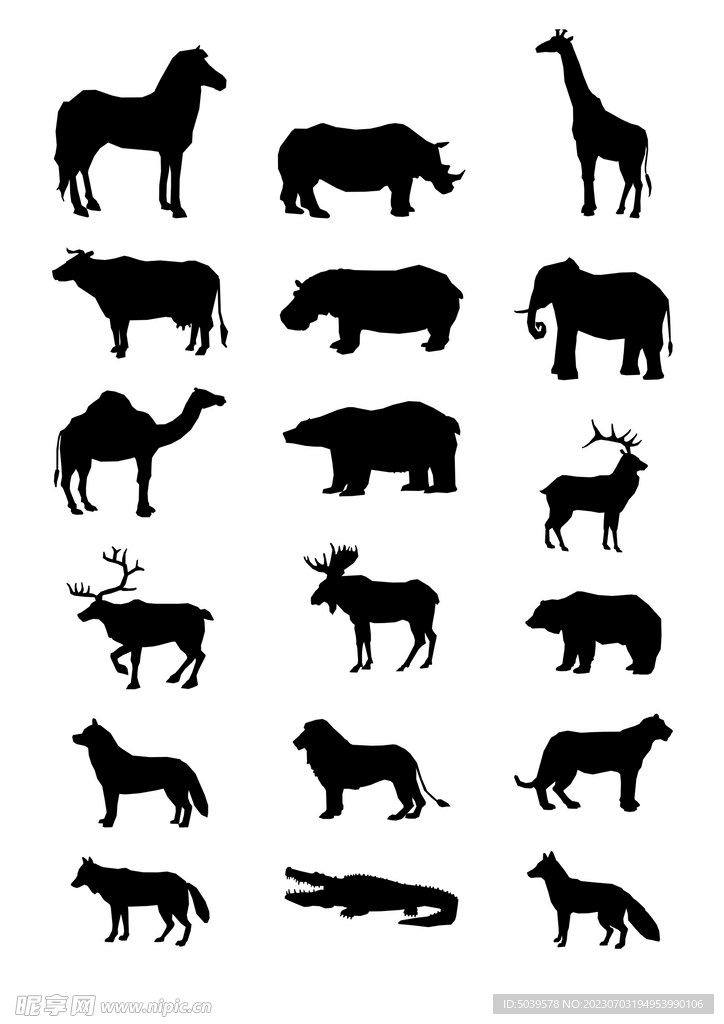 动物剪影矢量图