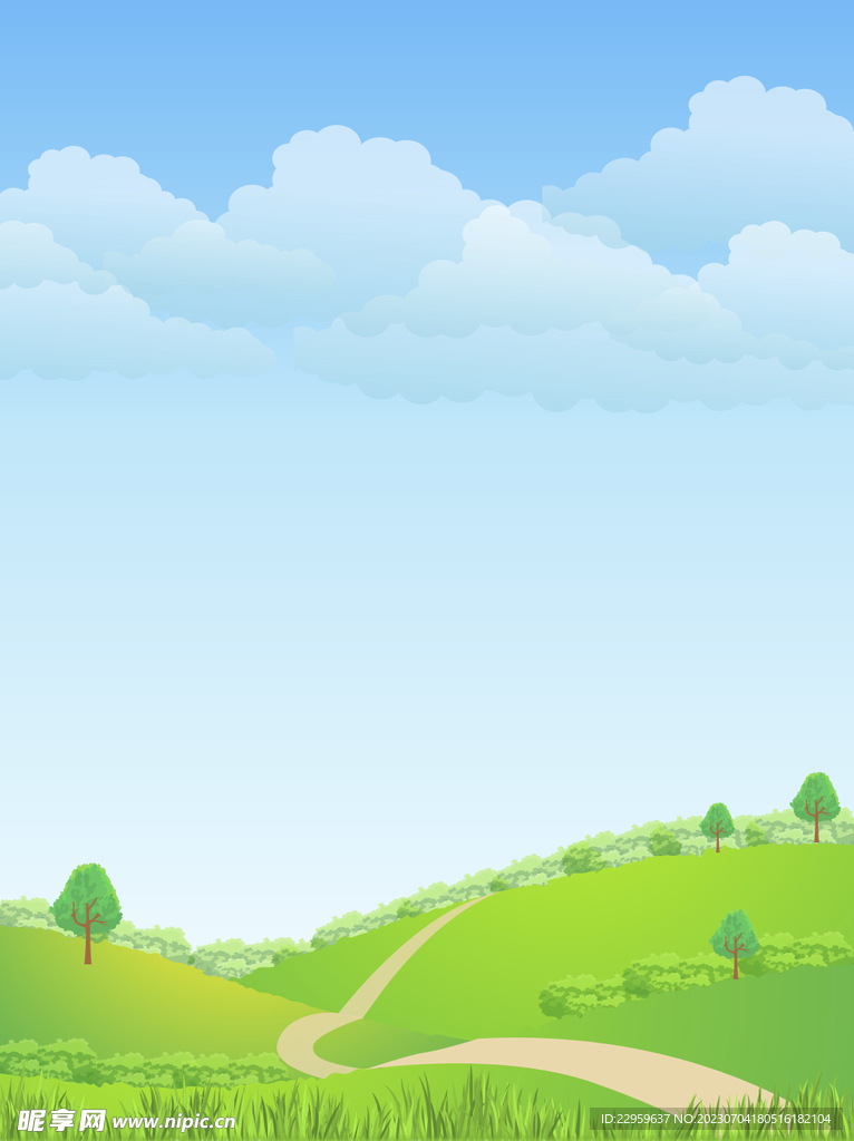 蓝天白云绿草地