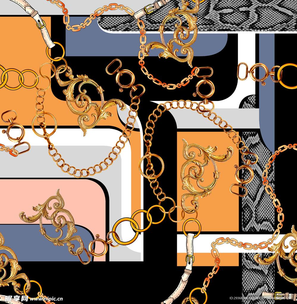 几何链条蛇皮纹