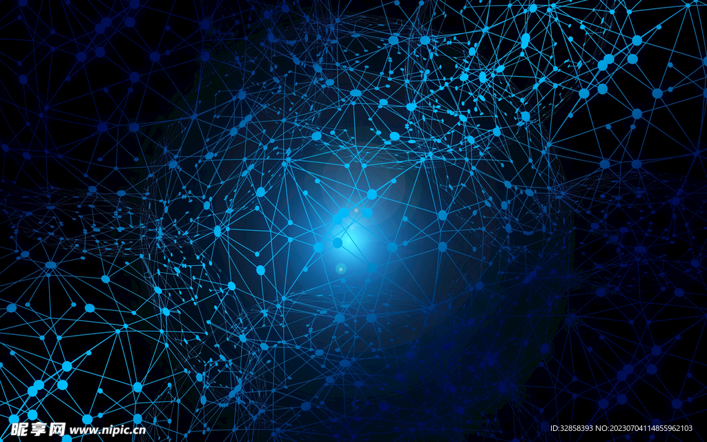 蓝色发光光线抽象科技线条背