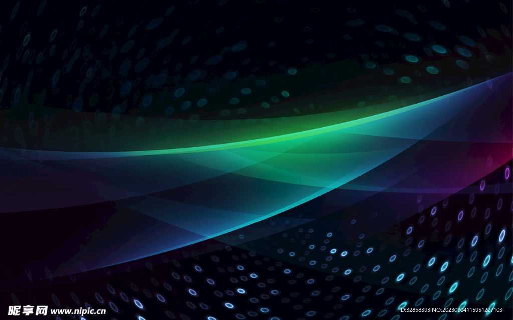 绿色发光光线抽象科技线条背景