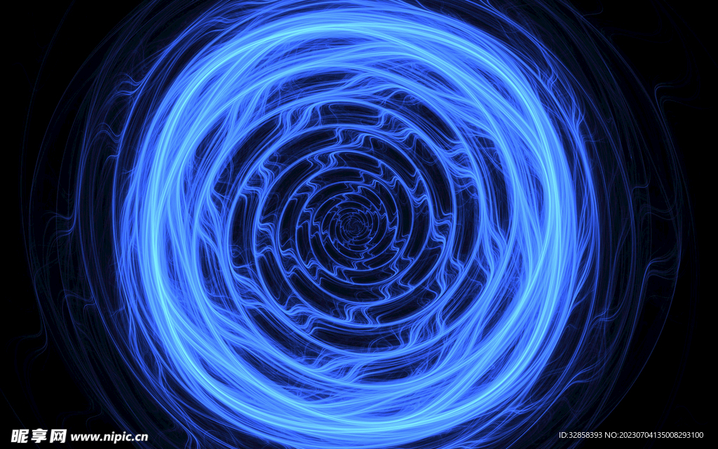 蓝色圆形发光火焰抽象科技背景