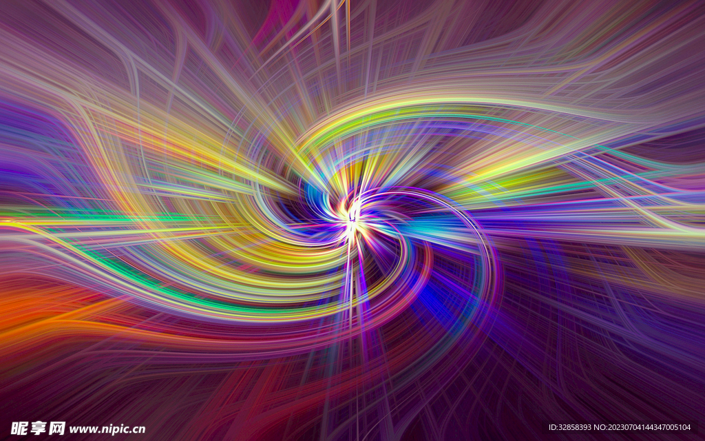 彩色发光光线抽象科技线条背景