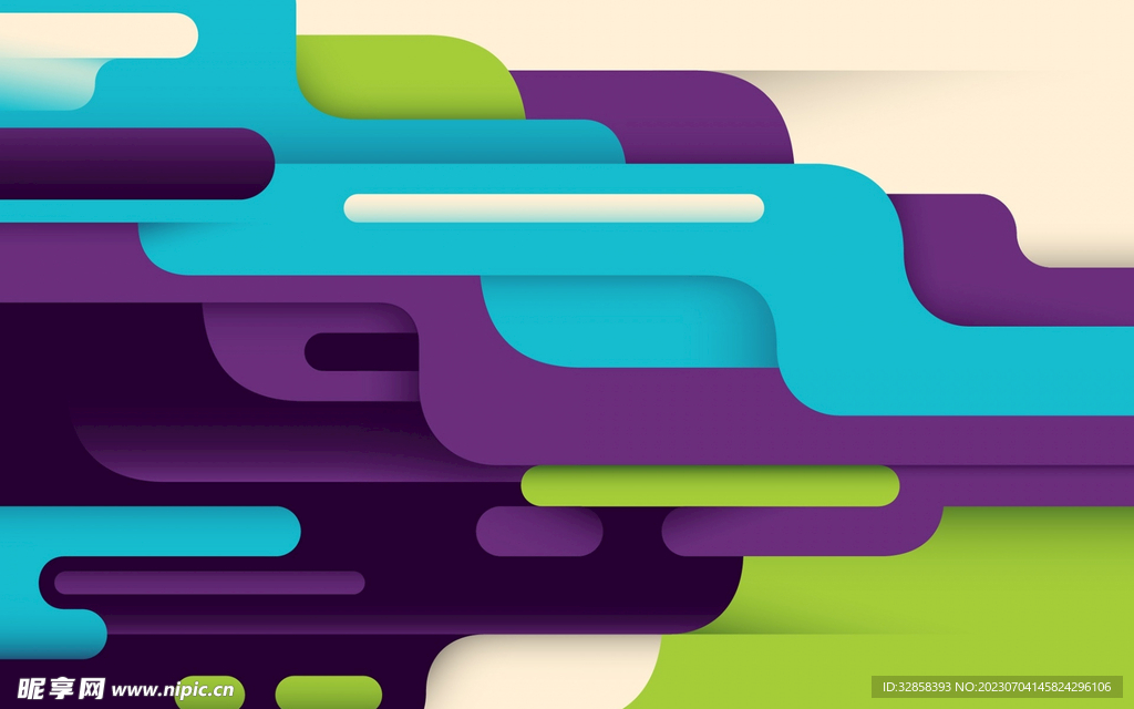 彩色撞色弧形抽象科技线条背景