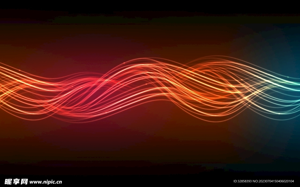 彩色发光光线抽象科技线条背景