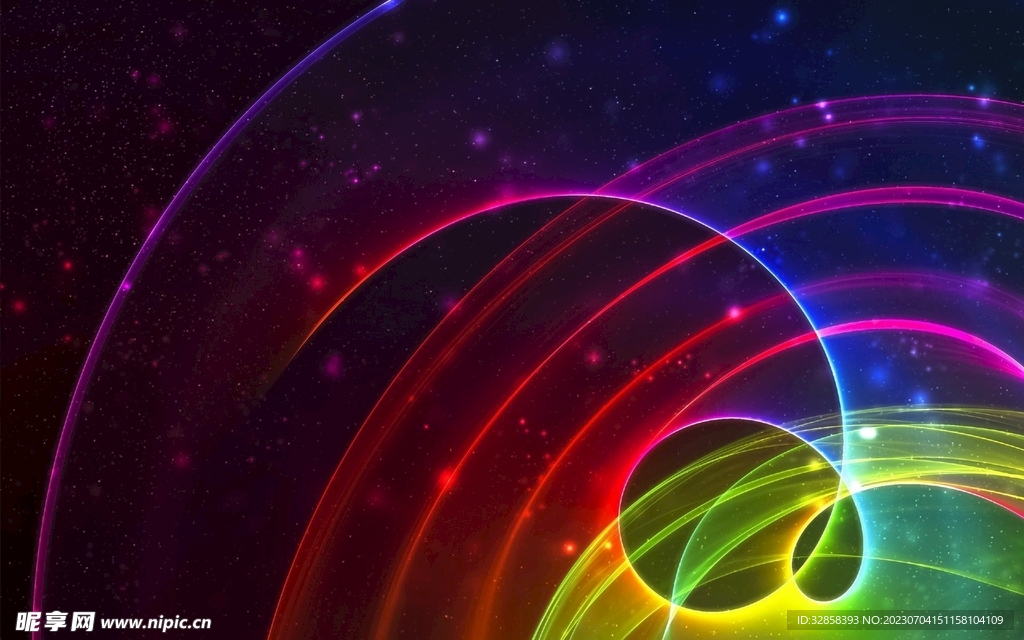 彩色发光光线抽象科技线条背景