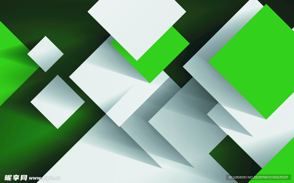 绿方块规则几何渐变抽象背景