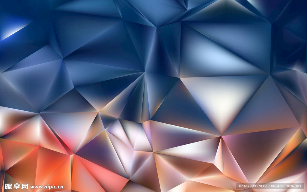 蓝色发光3D立体流几何渐变背景