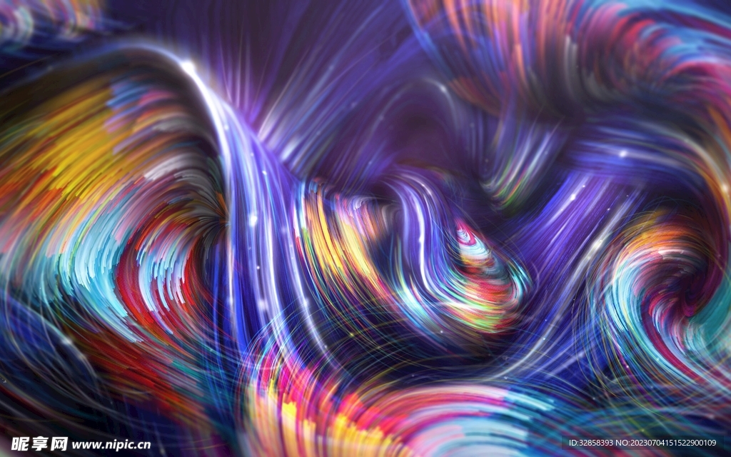 彩色3d光线扭曲科技线条背景