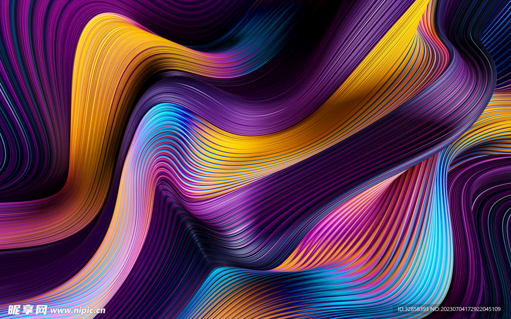 炫彩抽象拉丝3D立体流体渐变