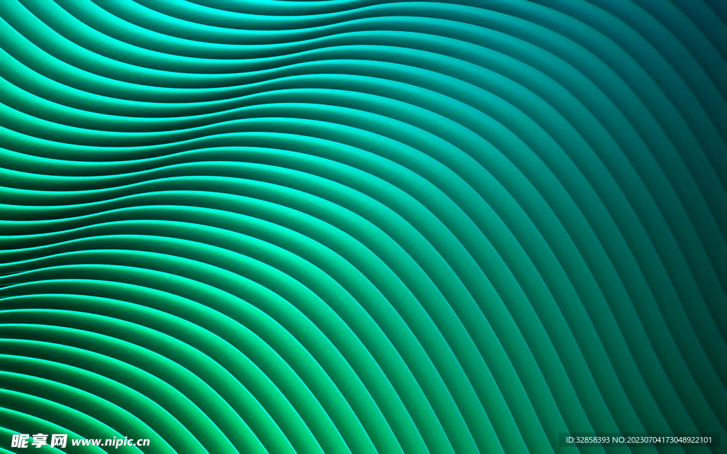 绿色3d光线扭曲科技线条背景