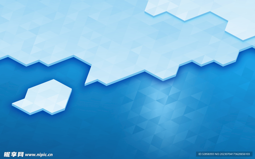 蓝色3d不规则几何玻璃纹理