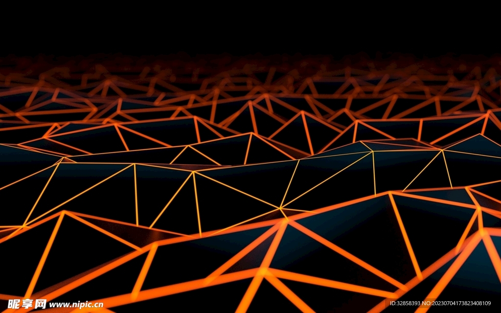 黄色延伸发光几何线条抽象背景