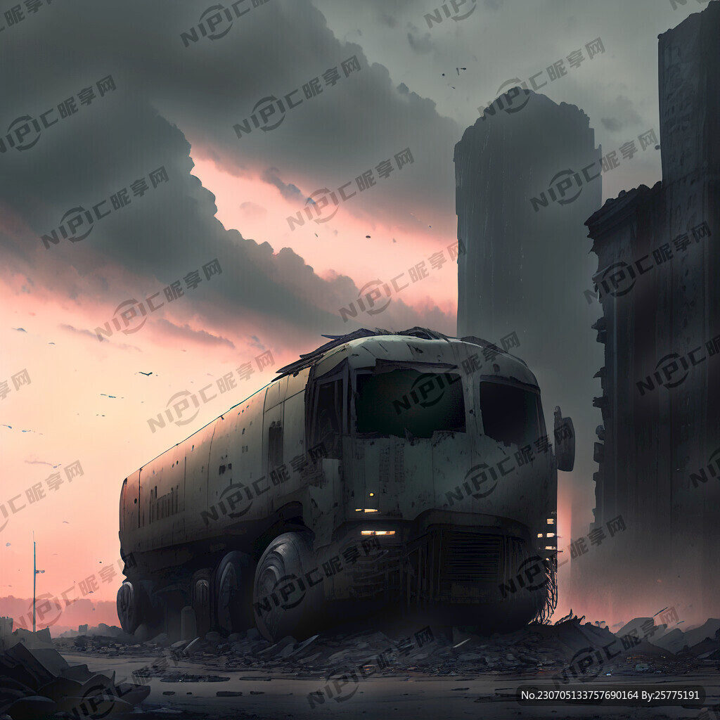 城市废墟 运输机 赛博朋克