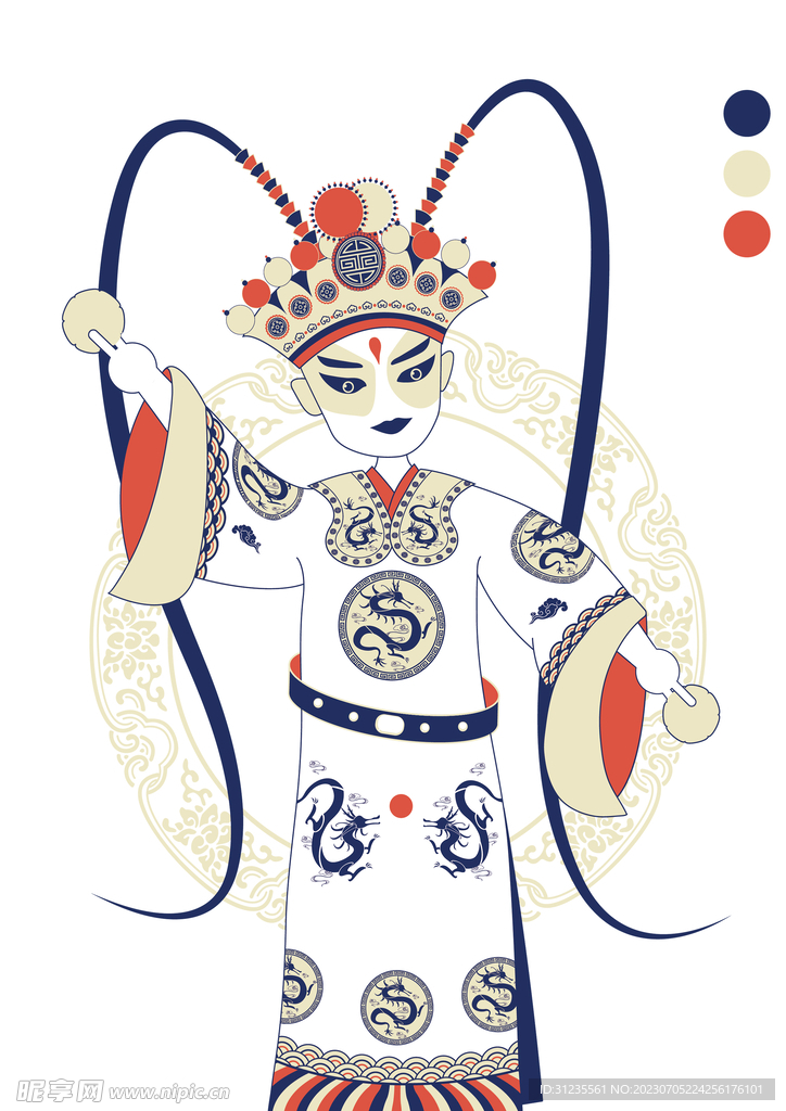 三色京剧人物生角