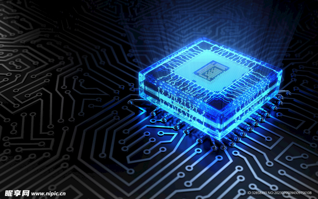 AI芯片概念科技线条背景