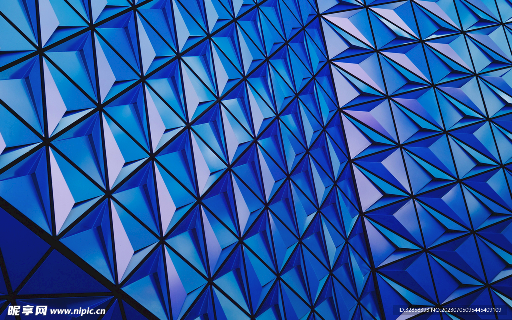 蓝色3d规则方形玻璃纹理