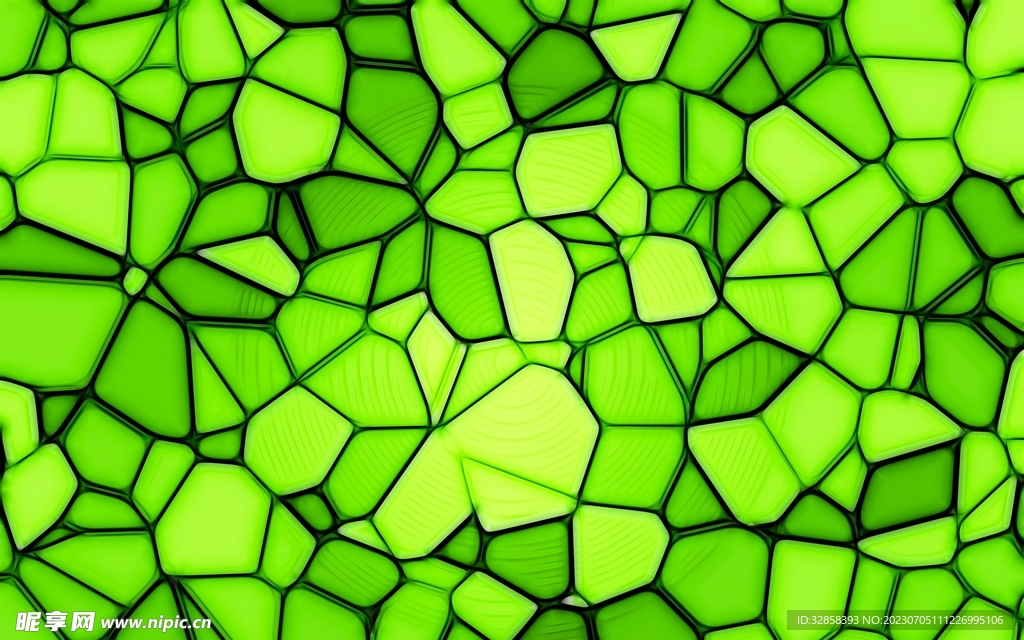 3d绿色玻璃质感抽象科技线条