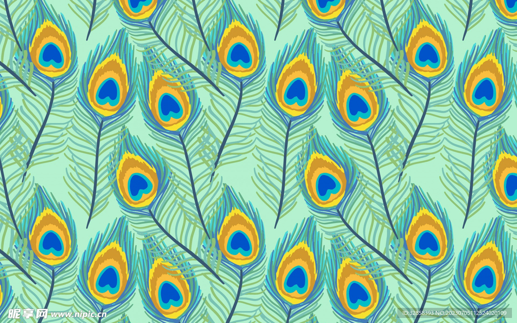 孔雀羽毛插画背景