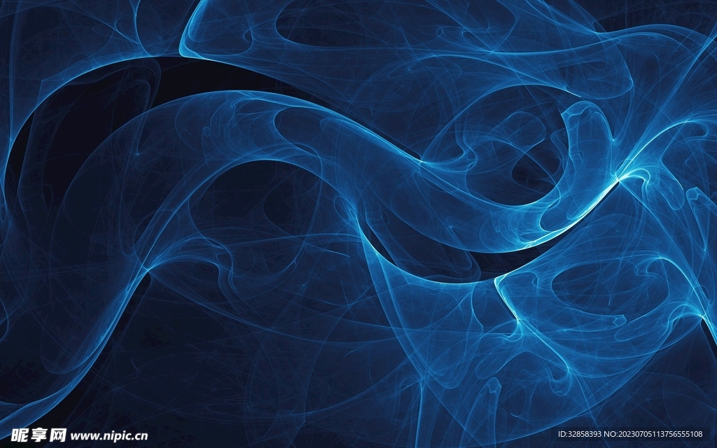 蓝色发光光线抽象科技烟雾线条
