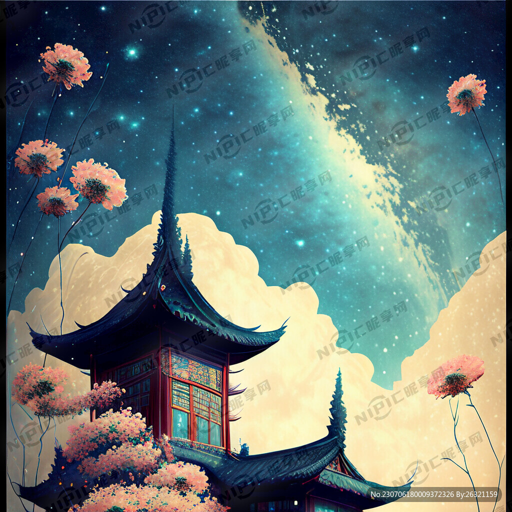 星空花朵建筑