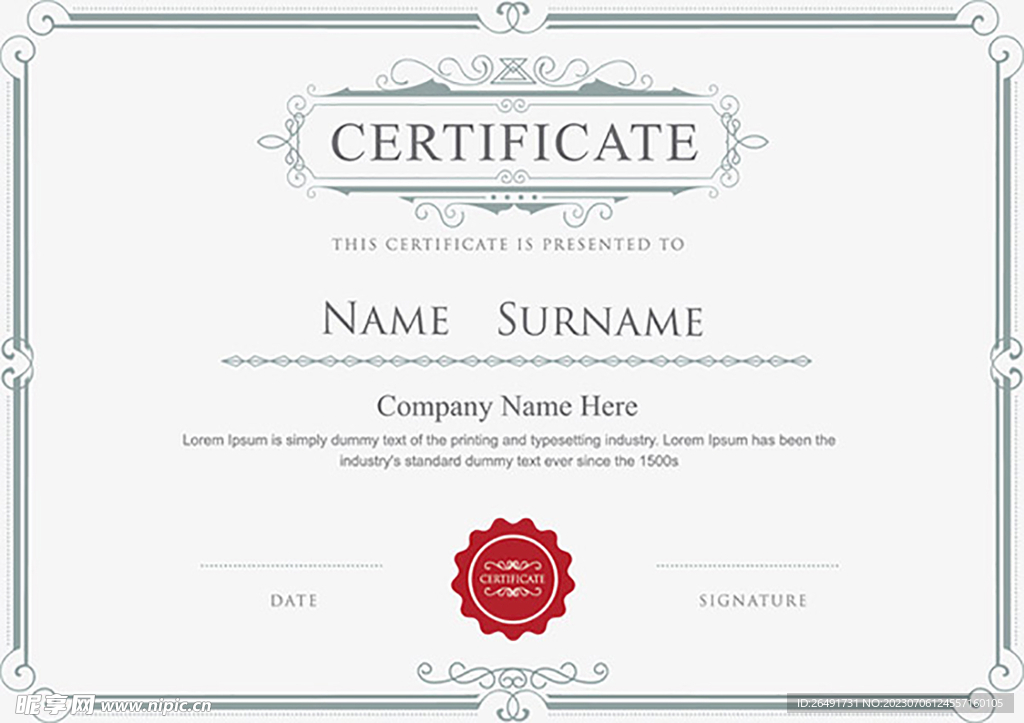 欧式复古证书边框底纹模板