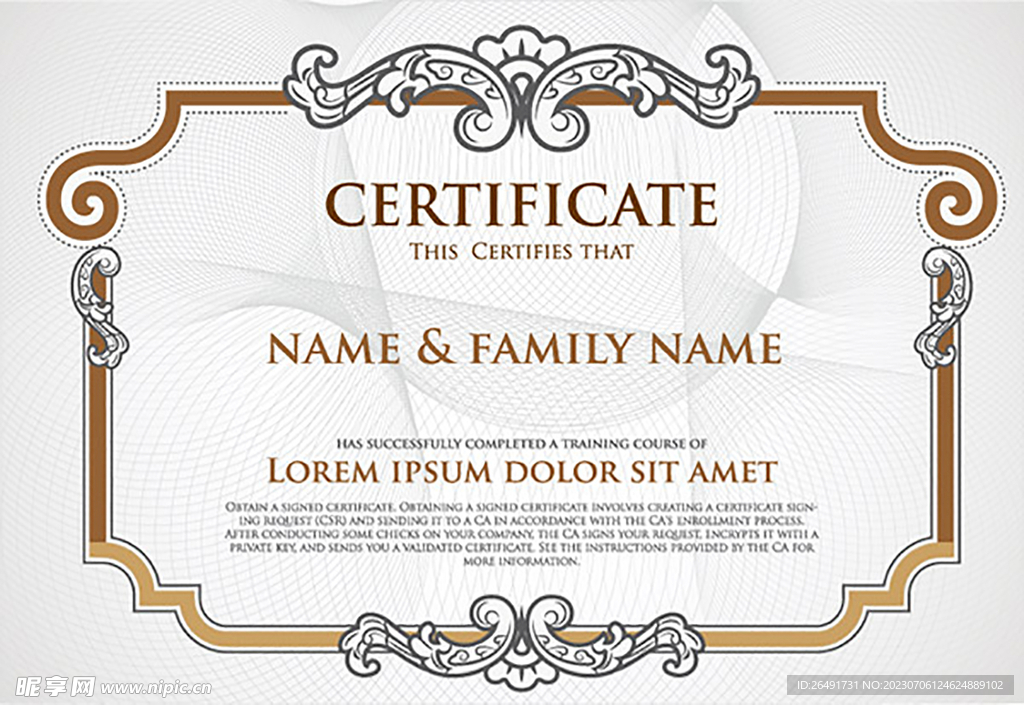 欧式复古证书边框底纹模板