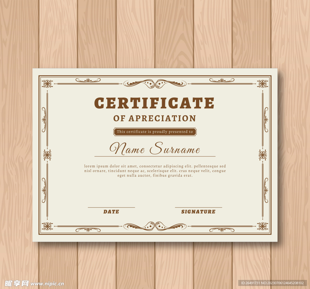 欧式复古证书边框底纹模板