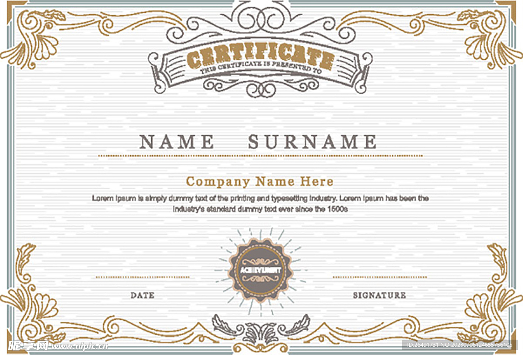 欧式复古证书边框底纹模板