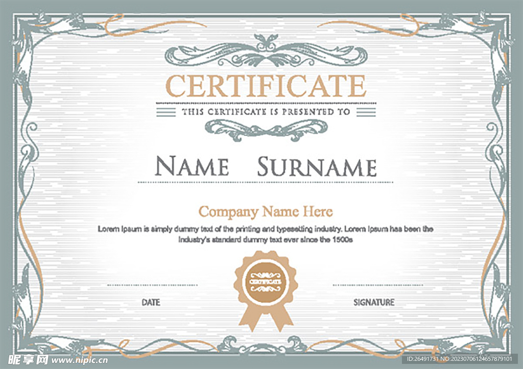 欧式复古证书边框底纹模板