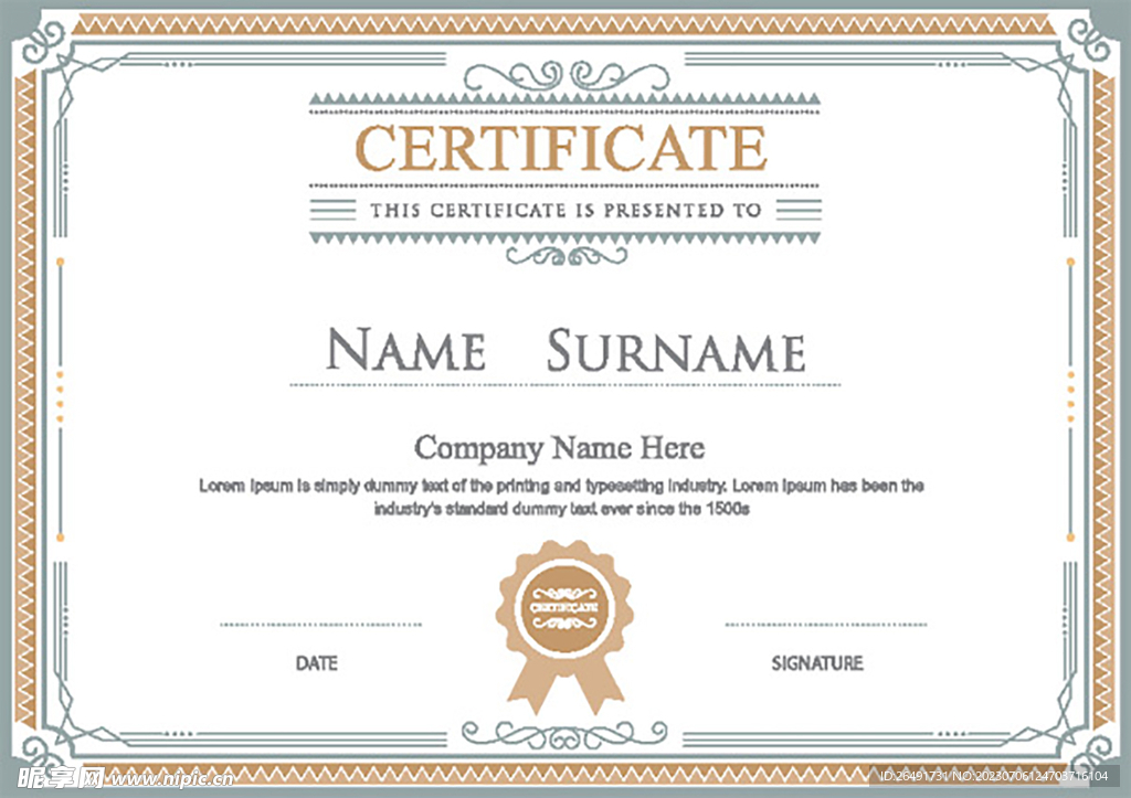 欧式复古证书边框底纹模板