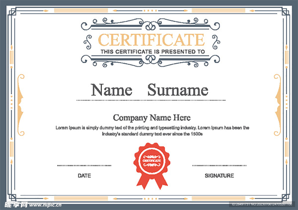 欧式复古证书边框底纹模板