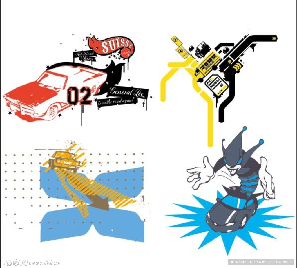 暴力汽车印花图