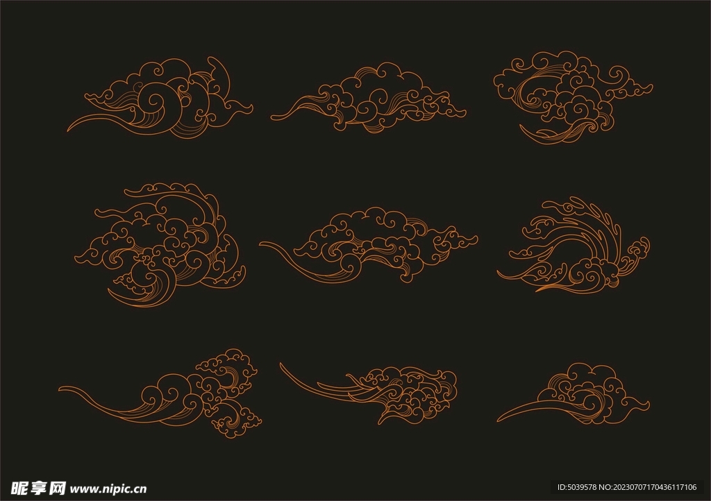 线描祥云矢量图
