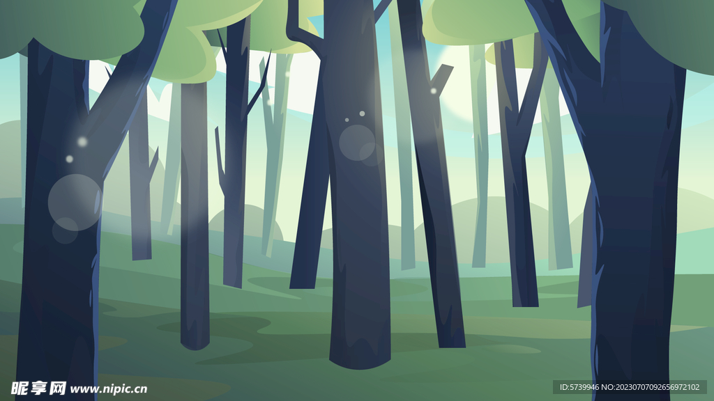 梦幻森林插画图片